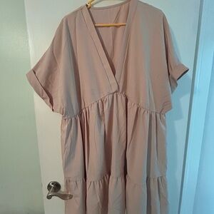 Flowy Khaki V-Neck Dress